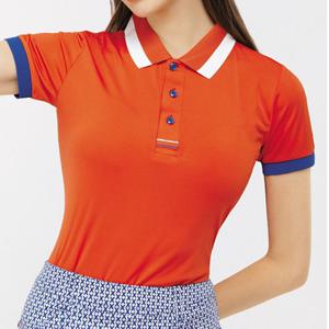 샵앤) 국산 카라 반단추 2톤 배색 스판 반팔 골프티셔츠 SC-WSH-G0008