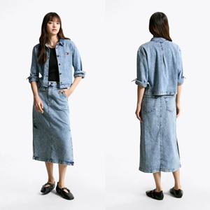 [타미진] 여성 레귤러 핏 T32F6NFS11TWL1 하이 맥시 데님 스커트 여자 롱기장 중청 봄가을 치마 SC