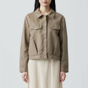 샵앤) 여성 카라넥 스냅단추 세미크롭 긴팔 블라우스 셔츠 MSE-WBL-20790-카키