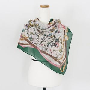 샵앤) 25FW 신상 국산 여성 꽃나비 미니 사각 스카프 DRN-WSC-0877-그린