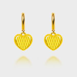 [베티블루] 999 24K 컷팅 구슬 하트 11.25g 금 원터치 귀걸이