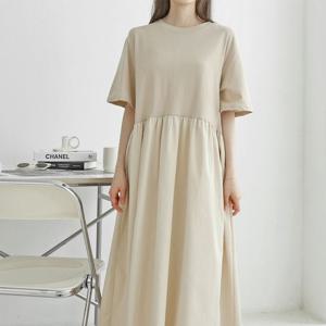 샵앤) 마망 여성 5부 반팔 면 롱 원피스 AMI-WDR-3262-민트