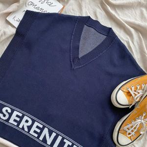 샵앤) 여성 V넥 옆트임 루즈핏 레이어드 캐주얼 니트 망토 조끼 DGB-WVS-4197-네이비