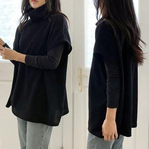 빅사이즈 NO 골지하이넥폴라조끼 K445H211 오버핏