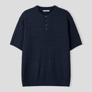 [리빌모아]남자 데일리 헨리넥 케이블 반팔 니트 SG5-KNH-Q002-