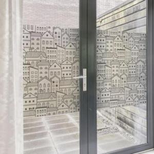 아트박스/꾸밈 gb420_m-무점착유리시트_흑백빌리지_글라스시트지