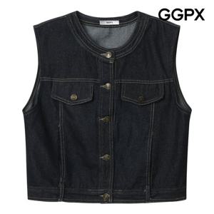 [지지피엑스]노카라 데이트룩 생지 데님 베스트 GP9VT007B