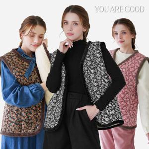 유아굿 여성  플라워 패턴 융털 베스트 조끼 3종