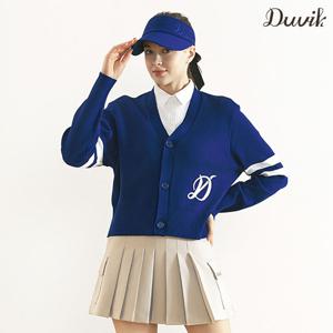 듀빅 여성 로고 레터링 배색 오버핏 가디건 DF3WSC277RB