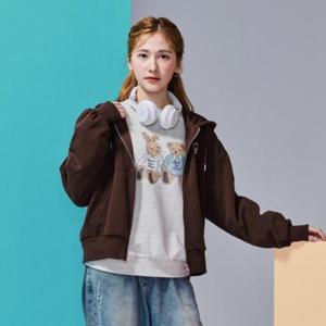 에꼴리에 HC33 더블직 세미크롭 후드 점퍼 25C1751