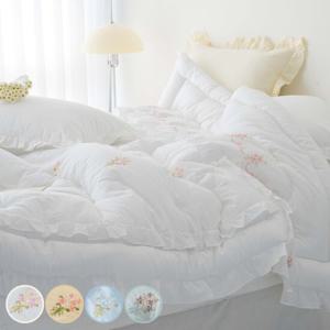 [올리비아데코] 아리엘 60수 순면 자수 차렵이불(Q)