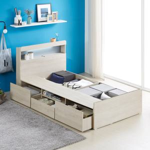 작은방용 폭이 작은 LED 서랍 침대 슬림S (본넬매트) DW113