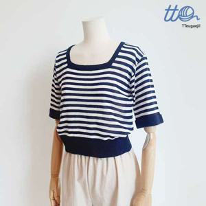 TT뜨개질 배색스트라이프 니트 T22KRN63AX