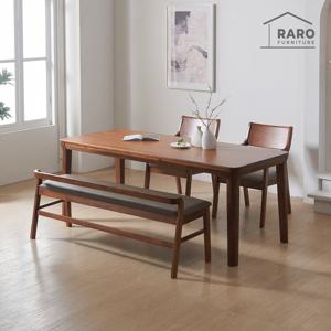 라로퍼니처 데이지 1900 참죽나무 원목 6인 식탁 세트 (식탁+의자2+벤치1)
