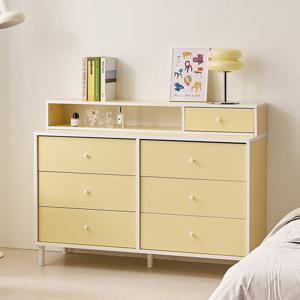 나무뜰 마몽 E0 양면 와이드서랍장 1200 6단+슬림 선반 수납장 OWF115C (착불)