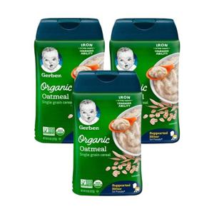 3개X  거버오가닉  오트밀  싱글  그레인  시리얼  아기  이유식  227g