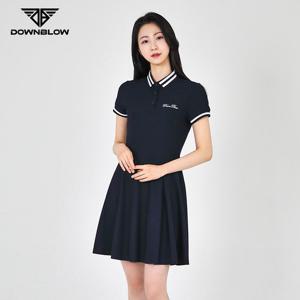 다운블로우-DBSSONA9000W 골프카라반팔플레어원피스 여성상의 여자상의 골프 골프원피스 원피스 골프웨어 플레어 플레어원피스 반팔원피스 반팔플레어원피스