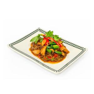 그린색 포인트 업소용 사각 접시 7922 반찬 볶음 긴접시 식당 주방용품