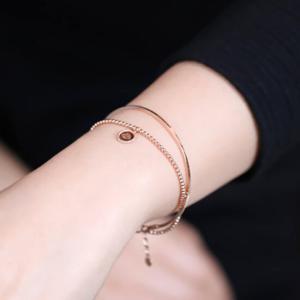 [아이비골드] 18K 로즈 두줄 뱅글 팔찌 B6600