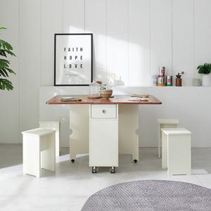 [숨결] 유씨엠 코코레인 LPM 접이식 확장형 테이블식탁(스툴2개)