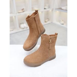 [코디엘루]가죽 세무 털 안감 퍼 여성 앵클 부츠 4cm CDSP100346