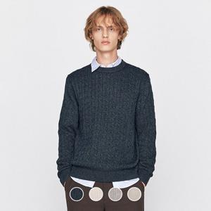 [지오다노/본사] 055921 5gg 울 꽈배기 크루넥 니트 스웨터