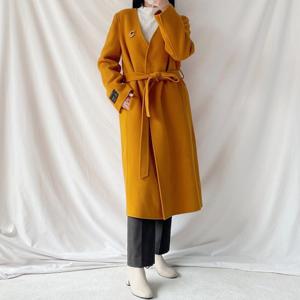 [꼼빠니아]캐시미어 울 핸드메이드 노카라 로브 롱 코트 WCH360