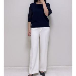 [꼼빠니아]봄여름 라운드넥 시스루 반팔 니트티셔츠AFU3WSL040NY