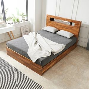 에어론 퀸 1500 수납형 LED 침대 멀바우 원목 (착불)