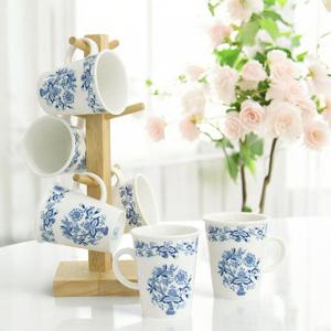 쯔비벨무스터 트리 머그 선물세트 (원목걸이대+머그컵 6P)