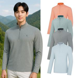 콜핑 남성 멜란지 시원한 경량 등산 긴팔 반집업 티셔츠 2501TK485M