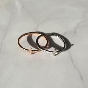 [블로썸스틸] 써지컬 스틸 십자가 실 여자 반지