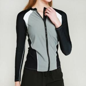 [블루모드]여자 래쉬가드 비치웨어 그레이 배색 집업 자켓