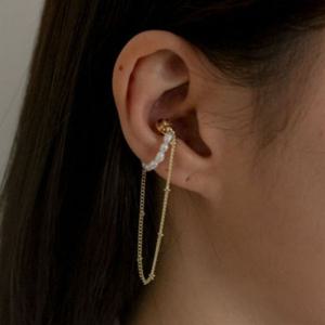 큐빅귀걸이 GGD 담수 진주 체인 드롭 자석 이어커프 귀찌