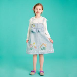 [미니도우]미니도우 가든 러플 청 멜빵 여아 원피스