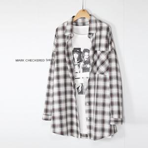 해피통통 빅사이즈 마크체크 긴팔남방 루즈핏 롱 여성남방셔츠