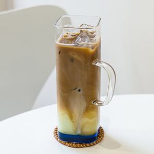 인블룸 홈카페 손잡이 사각형 투명 유리컵 H-500ml