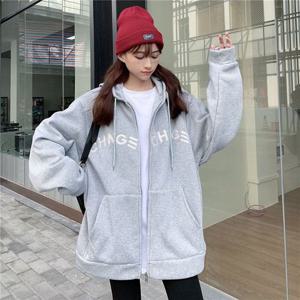 F68809 기모안감 봄가을 오버핏 롱후드집업 커플 집업