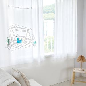 까르데코 썸머데이+소프트 도톰쉬폰 창문커튼 2장