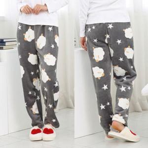 여자 겨울별무늬 양얼굴 극세사 수면바지 그레이