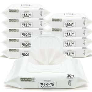 청소앤 엠보원단 물걸레청소포 10팩(300매) 캡형 일회용 물걸레