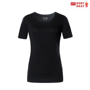 BYC 보디히트 뉴베이직 여성 반팔티 블랙 겨울 발열 내복 상의 S7151