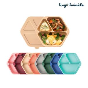 타이니트윙클 실리콘 아기/유아 3구 흡착식판 뚜껑세트 색상선택