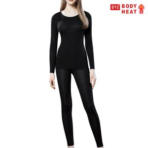 BYC 보디히트 뉴베이직 여성 상하세트 블랙 겨울 발열 내복 S7149