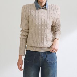 [한정수량/특가] 꽈배기 라운드 긴팔 니트_O2409KN105C