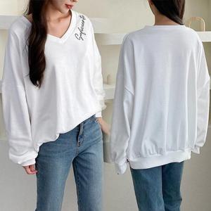 위쉬몰 IL 페미닌자수브이맨투맨(B185H411) 빅사이즈