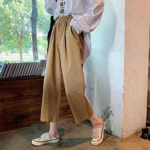 [프롬슈] 하이웨스트 와이드 코튼팬츠 양포켓 여성9부바지