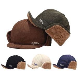 남녀 코듀로이 숏챙 귀달이 털모자 1P 겨울 방한 모자