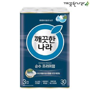 [땡큐온]깨끗한나라 순수 프리미엄 3겹데코 25M 30롤 x1팩