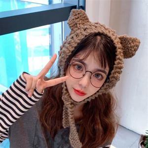 니트 고양이 겨울 귀도리 뜨개질 귀마개 여자 귀여운